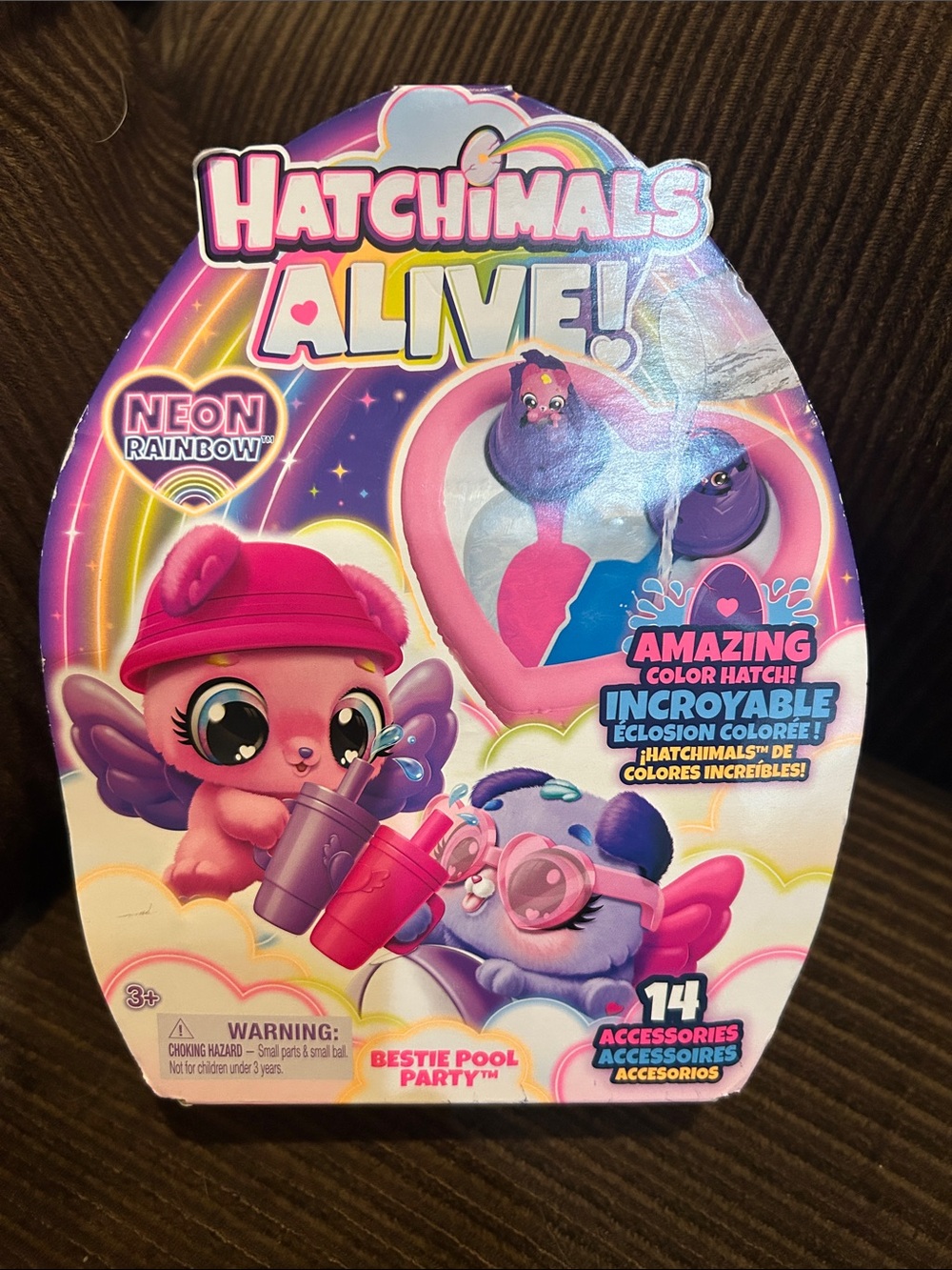 Hatchimals Alive! Neon Rainbow Bestie Pool Party - Pink & Purple NWT
